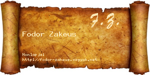 Fodor Zakeus névjegykártya